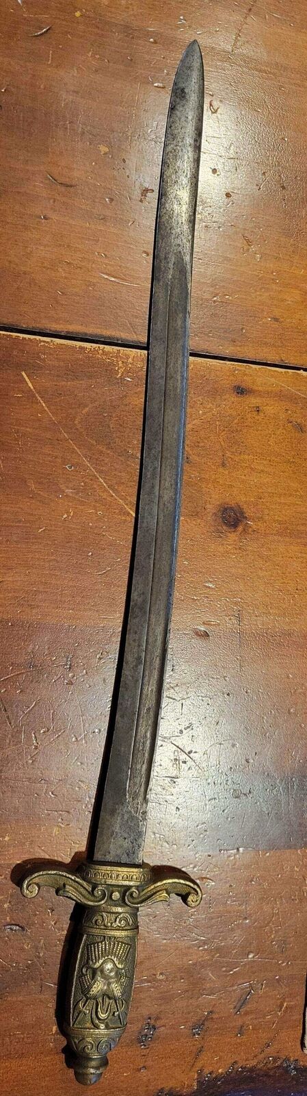 1800's Fraternal Ceremonial SWORD Embossed Brass Metal Handle