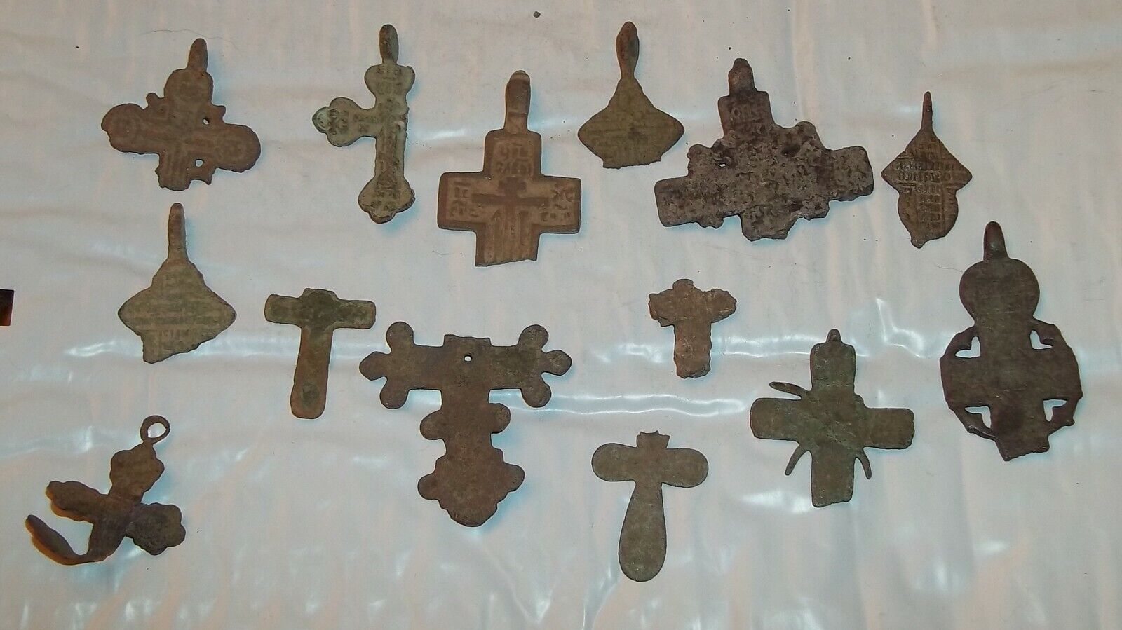 1400 - 1700's Russian Byzantine / Medieval Cross Pendant Fragments - $8 EACH