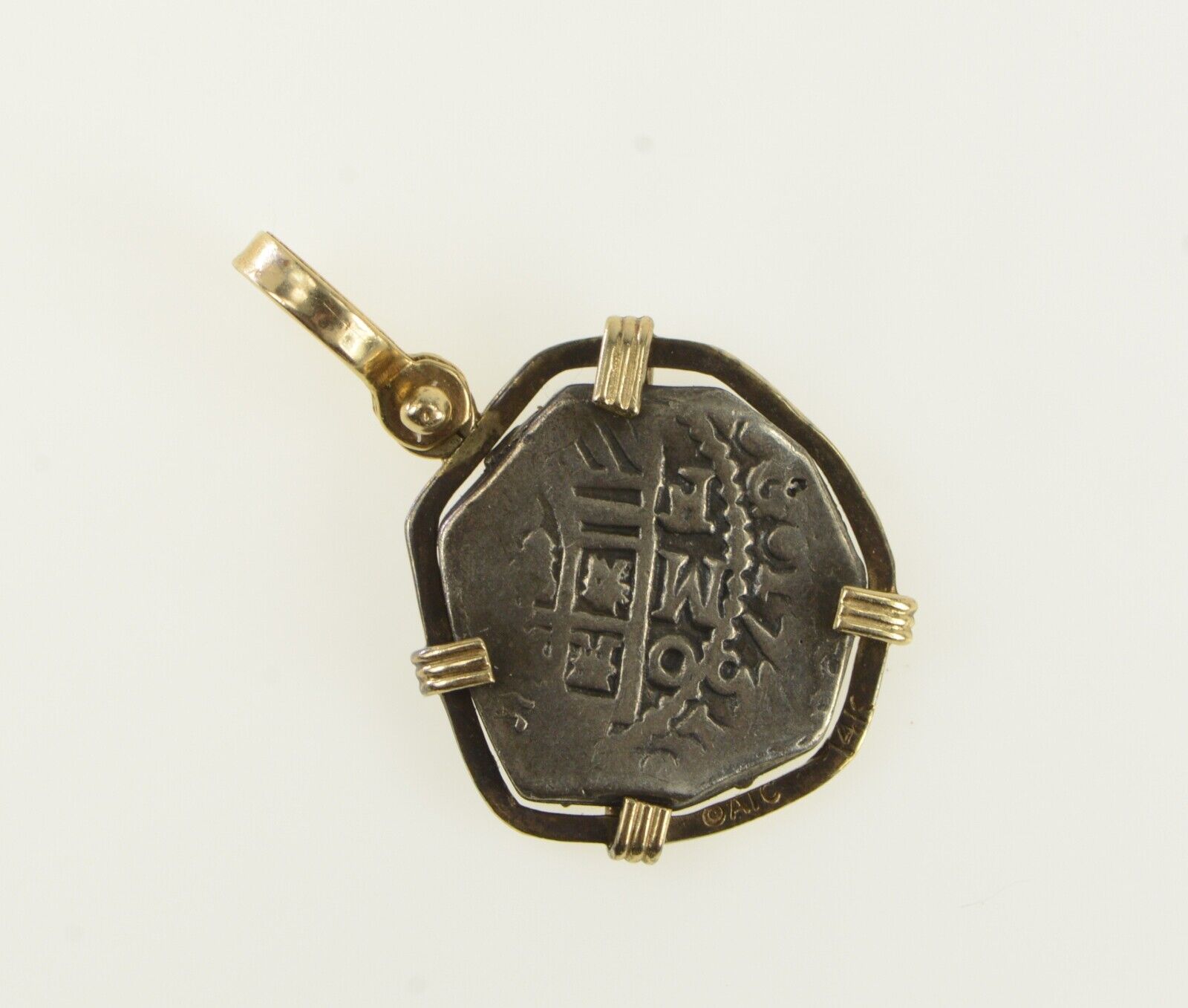 14K Spanish Cob 1700's Coin Pendant Yellow Gold *00