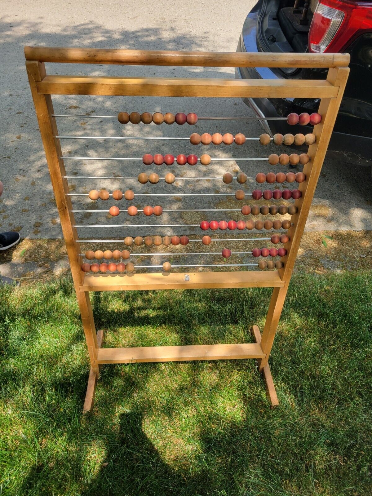 Vintage Milton Bradley Wooden Free Standing Abacus, Tall, Great Condition. RARE!