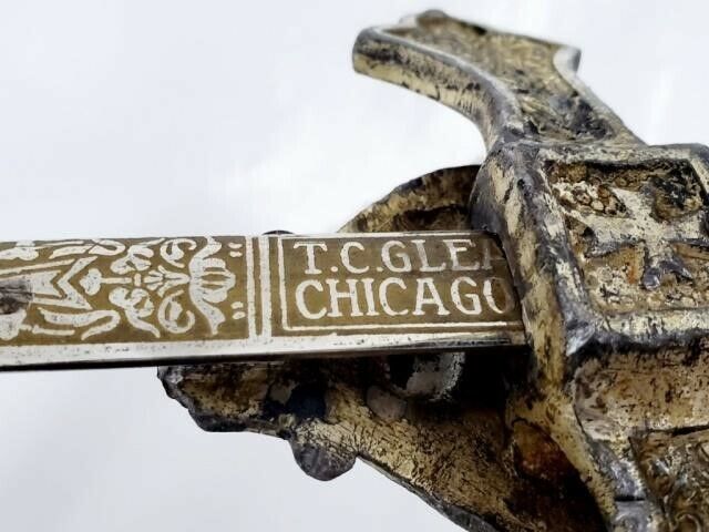 Late 1800's Antique T.C. Gleason KoC Engraved Knights Sword