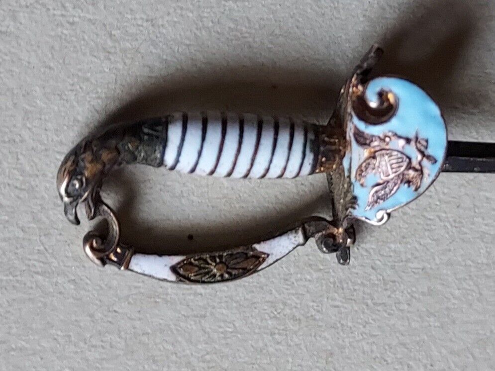 Rare And Detailed Mini Sword Has Soild Gold Blade German Made Possibly 1700s