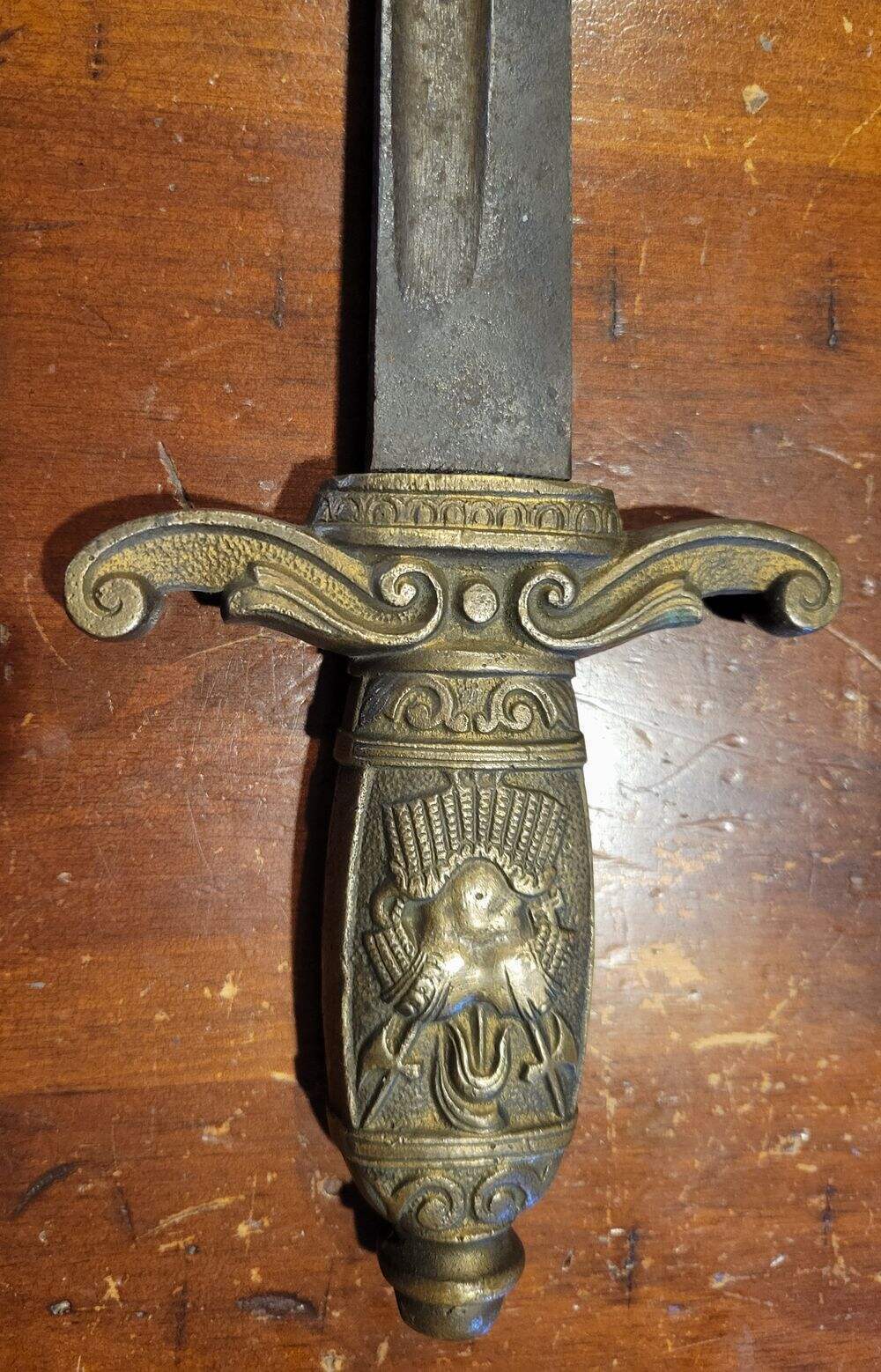 1800's Fraternal Ceremonial SWORD Embossed Brass Metal Handle