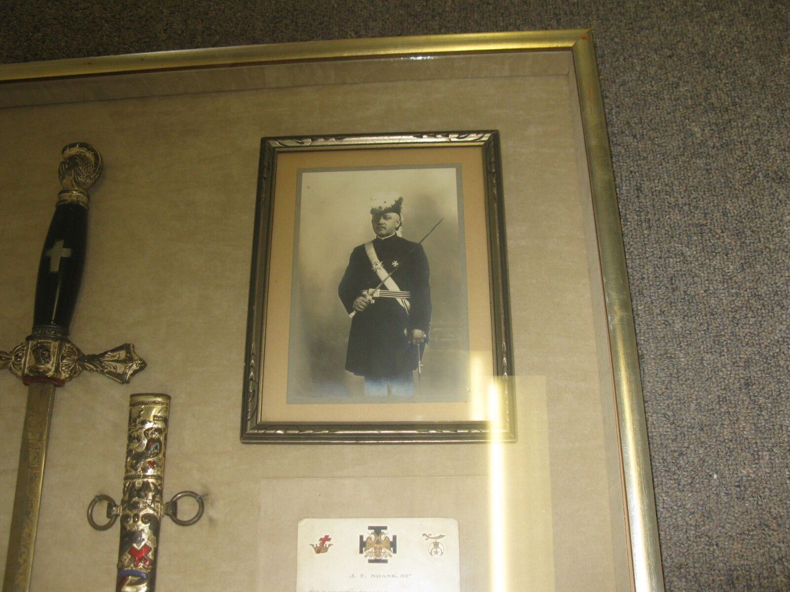 1800'S JOHN FRANKLIN SHANK SWORD AND SHEETH AND PICTURE. EXCELLENT 