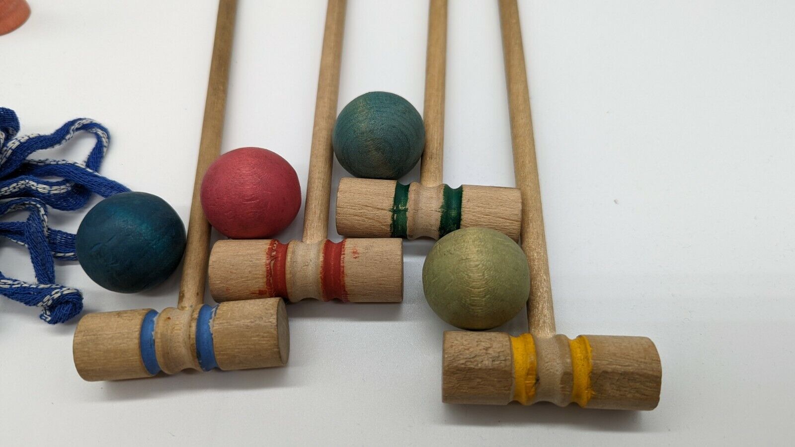 Antique Table Croquet Tabletop 4333 complete wood early 1900s cardboard box 