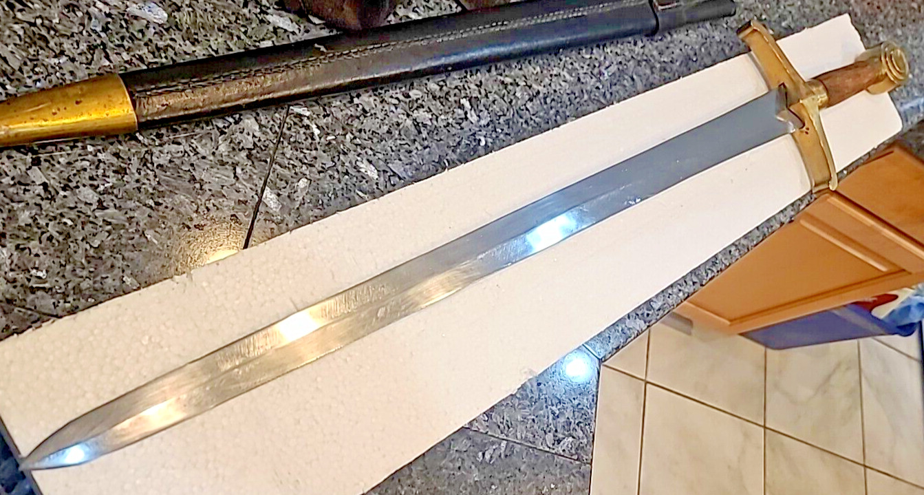 Rare Vintage 1800s Custom Sword with 27.5" Blade and Scabbard