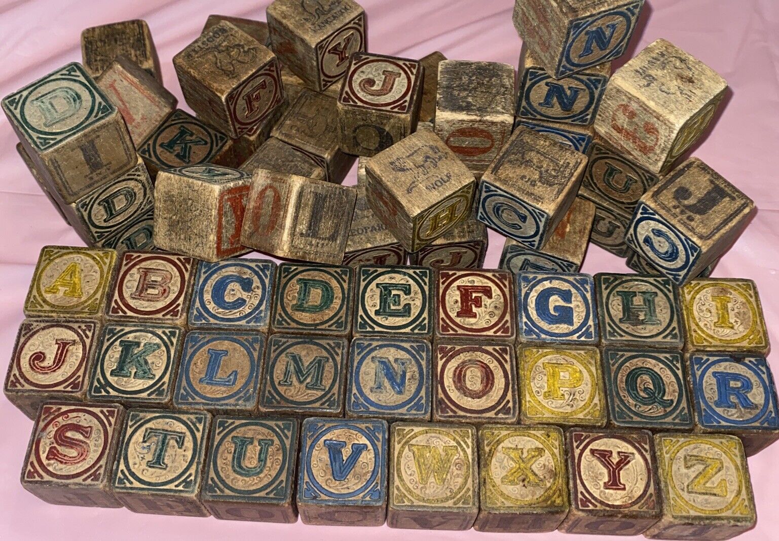 Pick Your Letters-Early 1900 Antique Wooden Alphabet Wood Blocks, $6ea See Desc