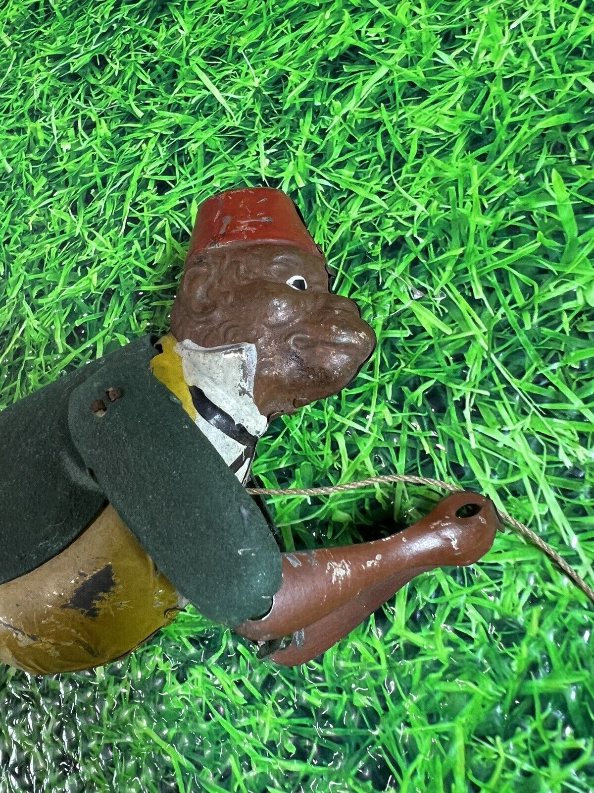 Early VINTAGE Unmarked Old LEHMANN TIN TOY CLIMBING MONKEY 1900’s Flocked Jkt.