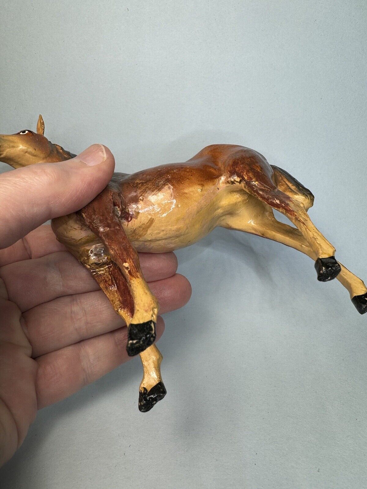 Vintage German Composition Putz Stick Leg Horse Large