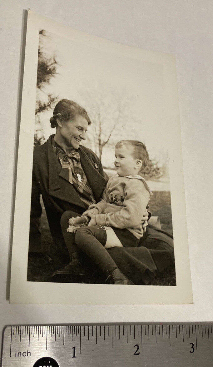 Early 1900s Photo Boy Holding Toy Train Sits On Mom’s Lap, Mother's Love