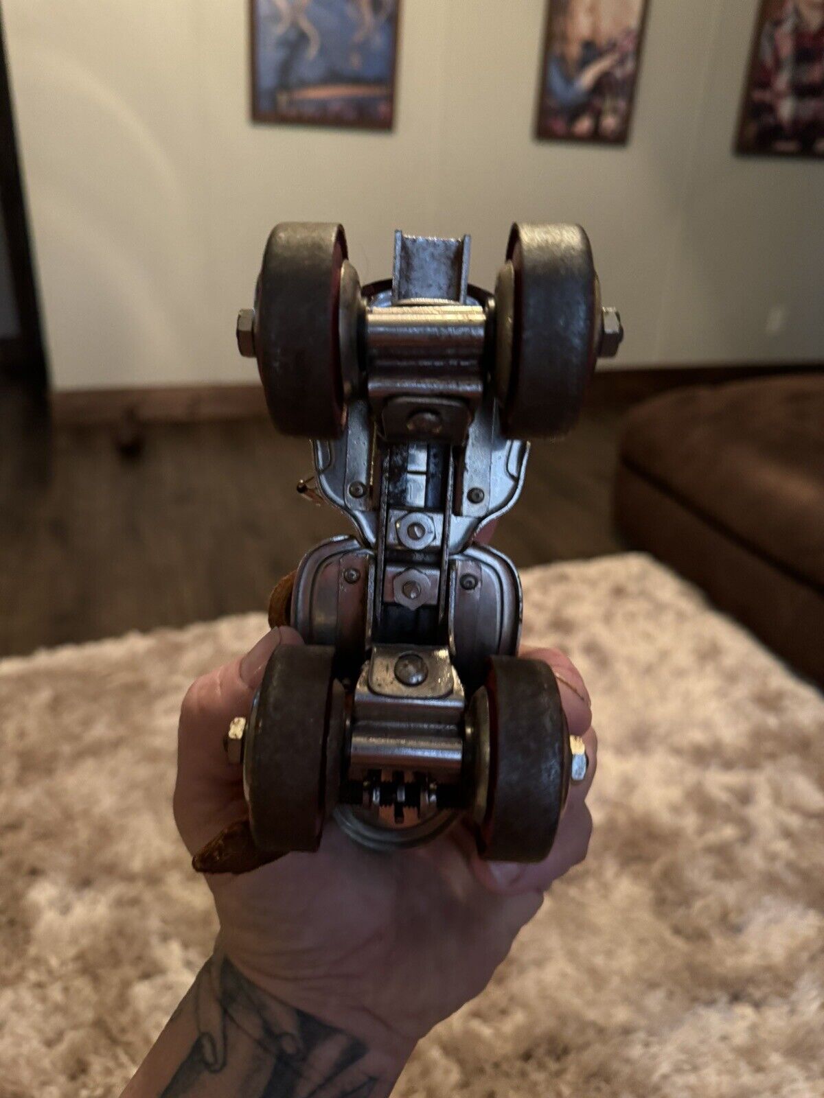 vintage roller skates metal wheels
