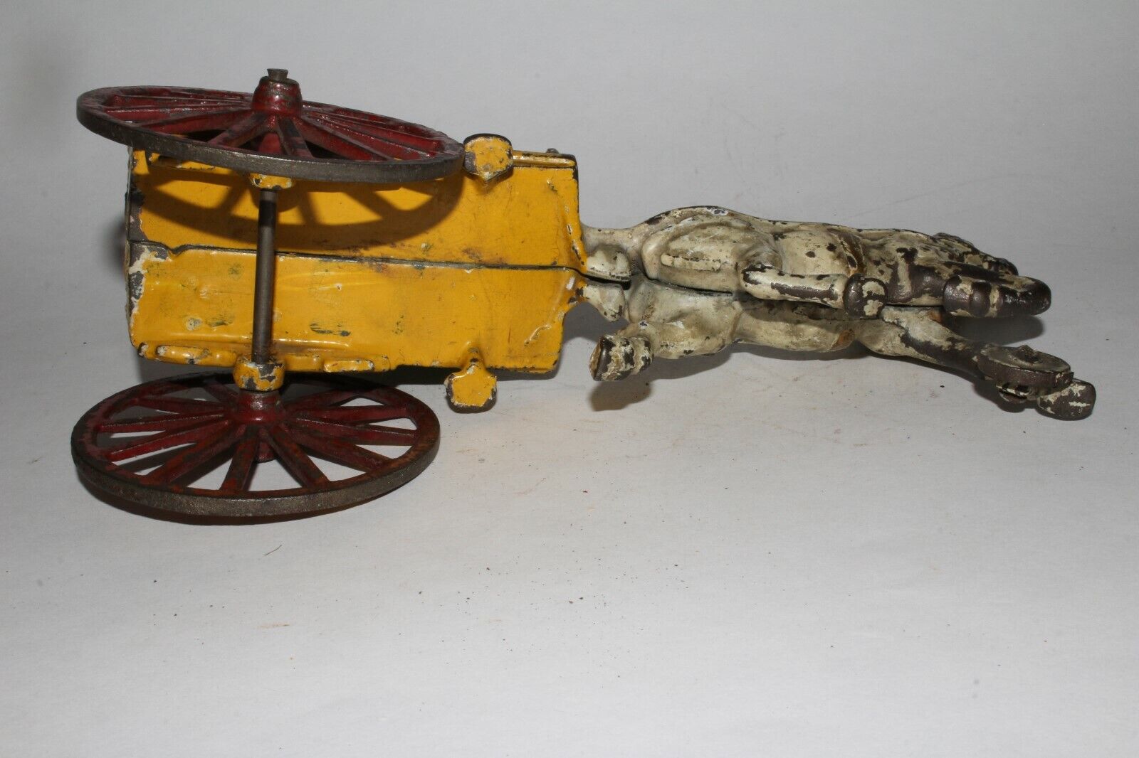 Early 1900's Cast Iron Horse Drawn Buggy with Woman Driver, Original