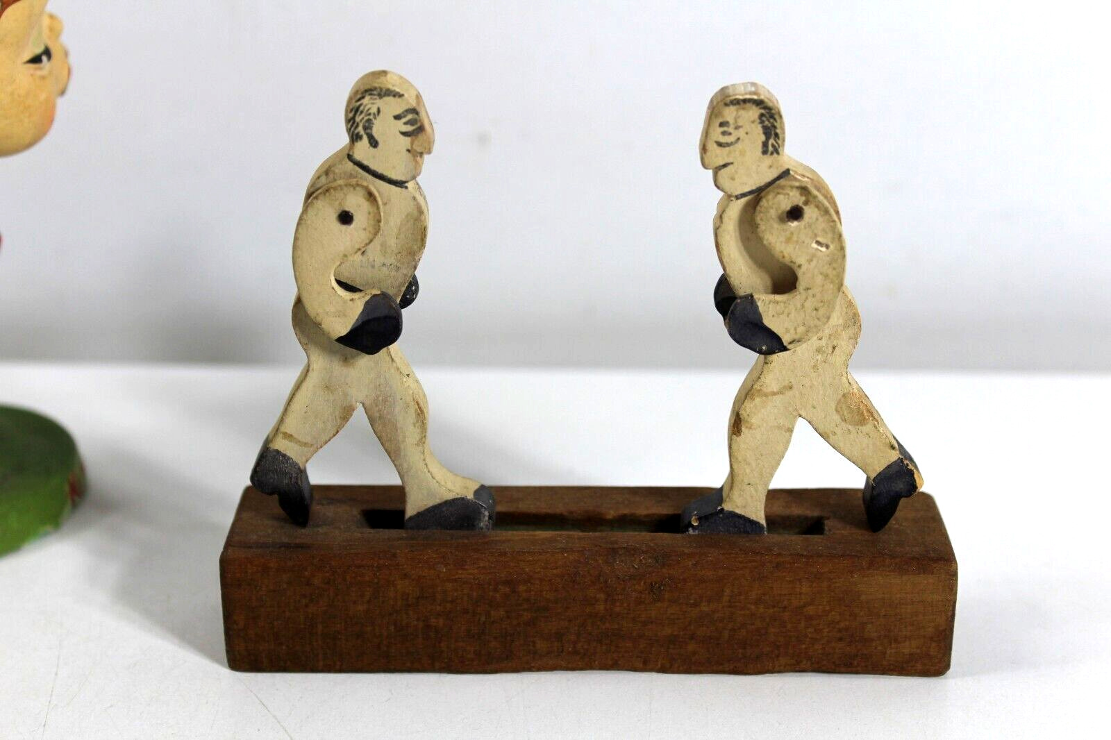 Lot of 2 Vintage Antique Toys Kiss Me Lucy and Wooden Boxer fighter 1900s toy
