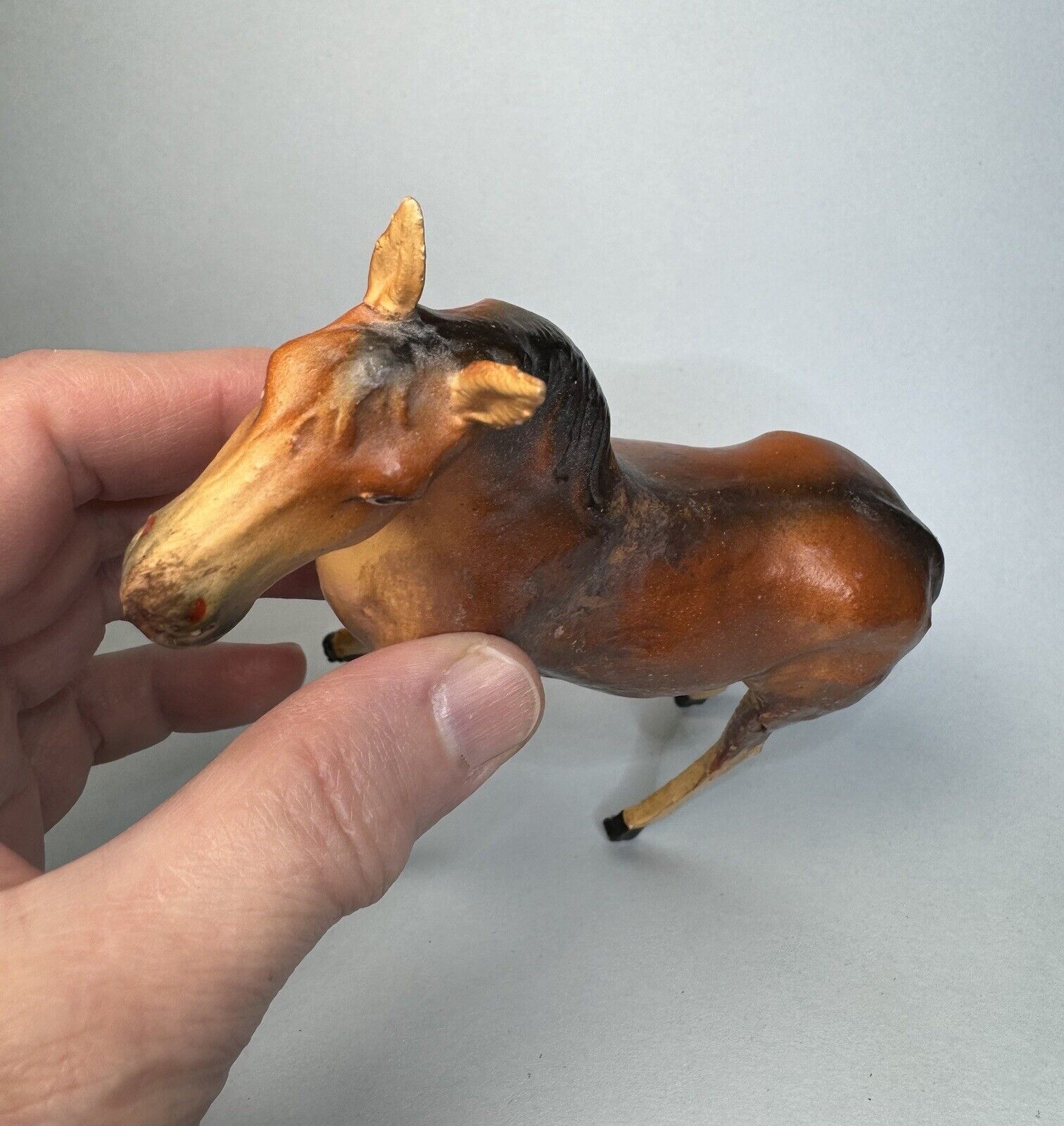 Vintage German Composition Putz Stick Leg Horse Large