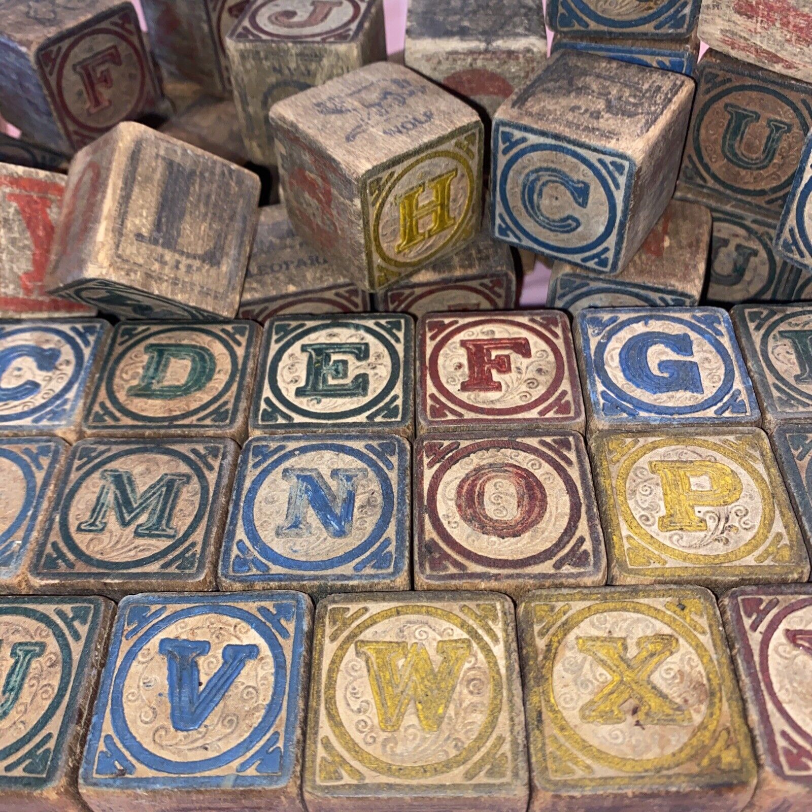 Pick Your Letters-Early 1900 Antique Wooden Alphabet  Wood Blocks, $6ea See Desc