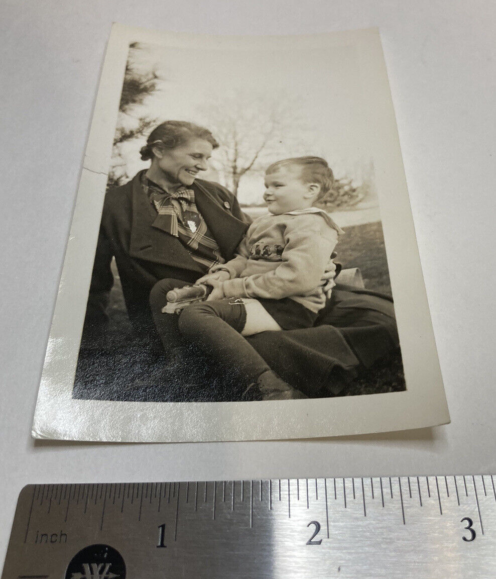 Early 1900s Photo Boy Holding Toy Train Sits On Mom’s Lap, Mother's Love
