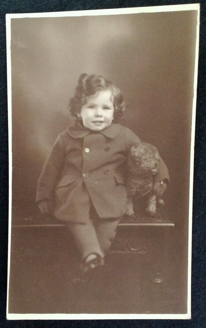 RPPC Cute Baby Dog Postcard Early 1900s Rare VHTF English Fashion Plush Toy UK