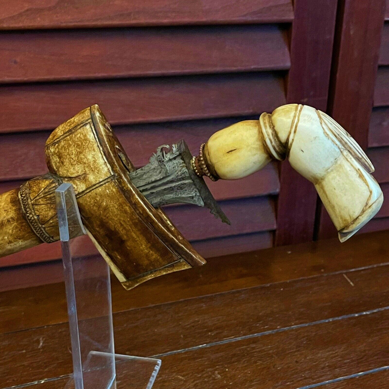 Antique Early 1800’s Indonesia Kris Keris Meteoric Dagger Blade Camel Bone, RARE
