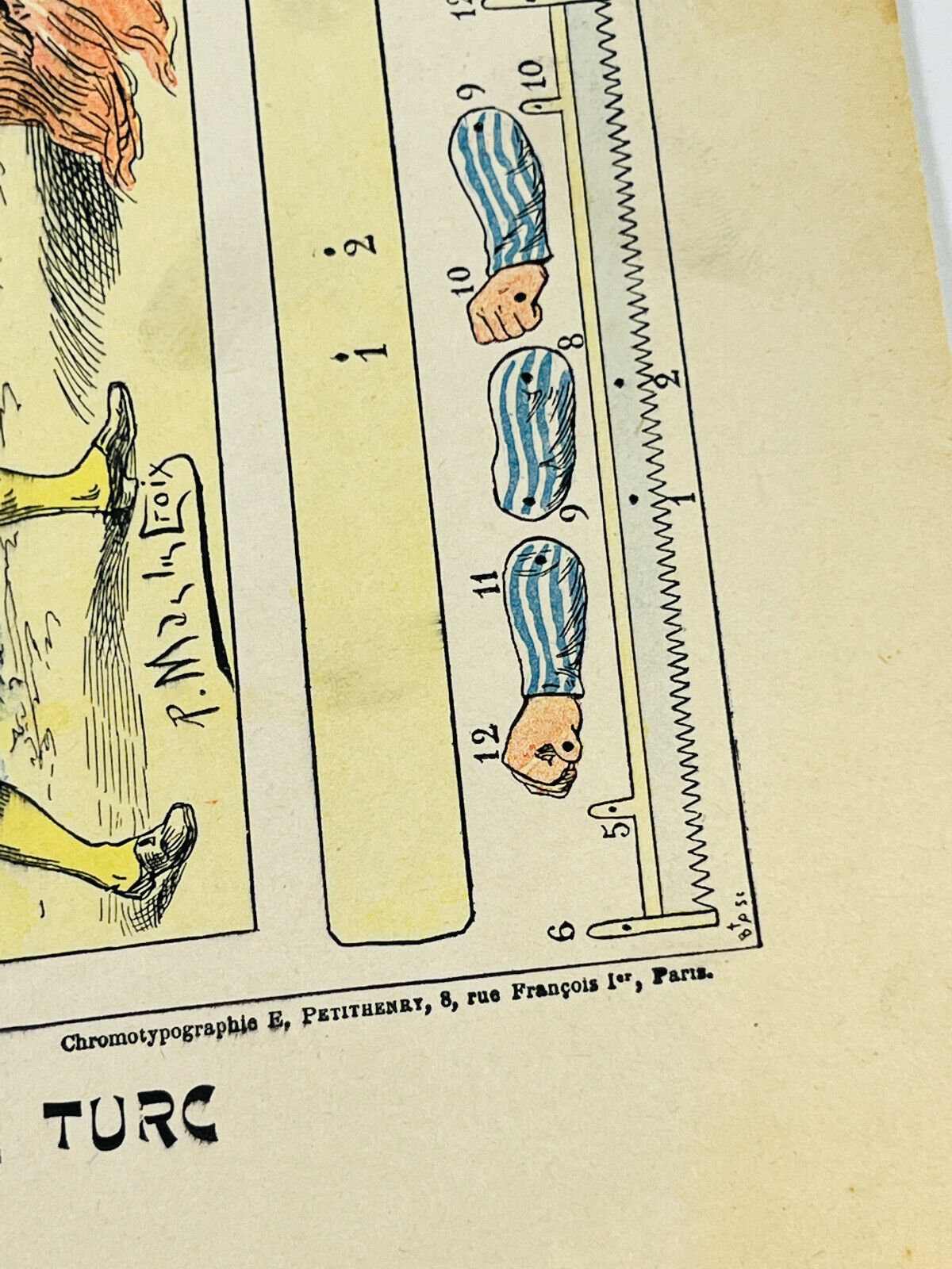 RARE uncut 1900's French Paper Game 'Tete de Ture' Head Arm Swinging