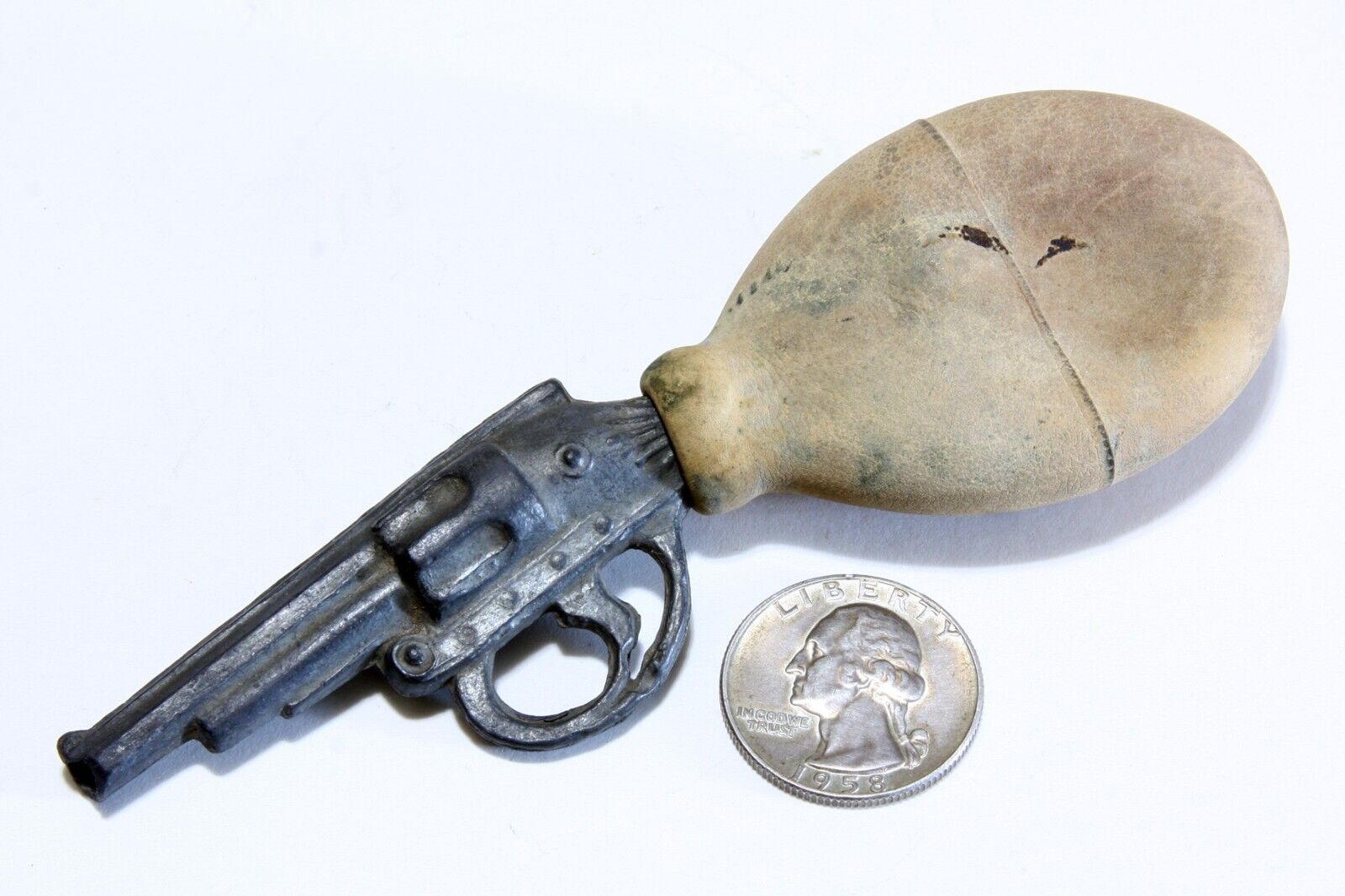 Antique Early 1900s Toy Squirt Gun Water Pistol W/ Rubber Bulb Squeeze Handle