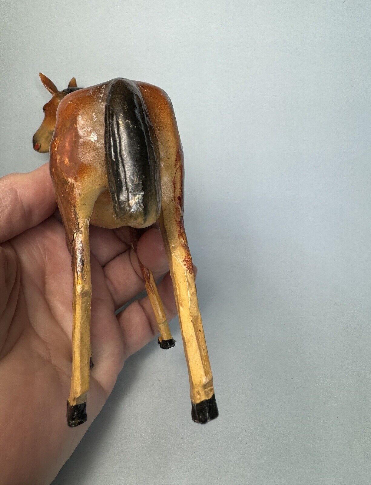 Vintage German Composition Putz Stick Leg Horse Large
