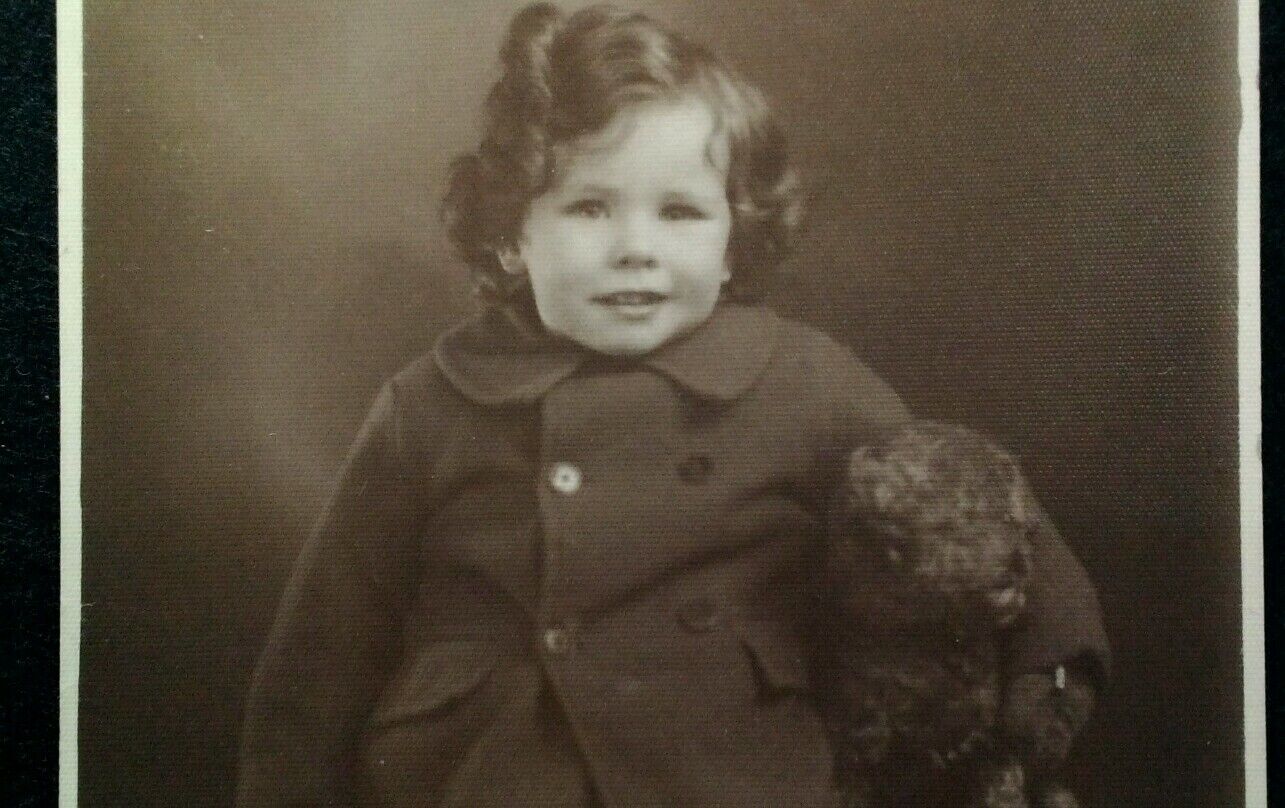 RPPC Cute Baby Dog Postcard Early 1900s Rare VHTF English Fashion Plush Toy UK 
