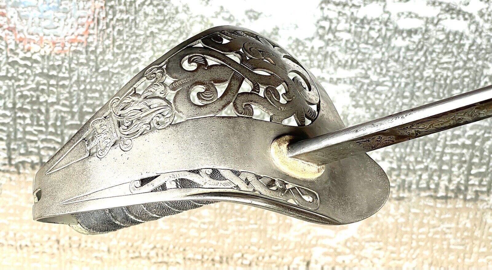 Antique Vintage Civil War Hawkes & Co London Etched Blade Sword Saber Dagger Old