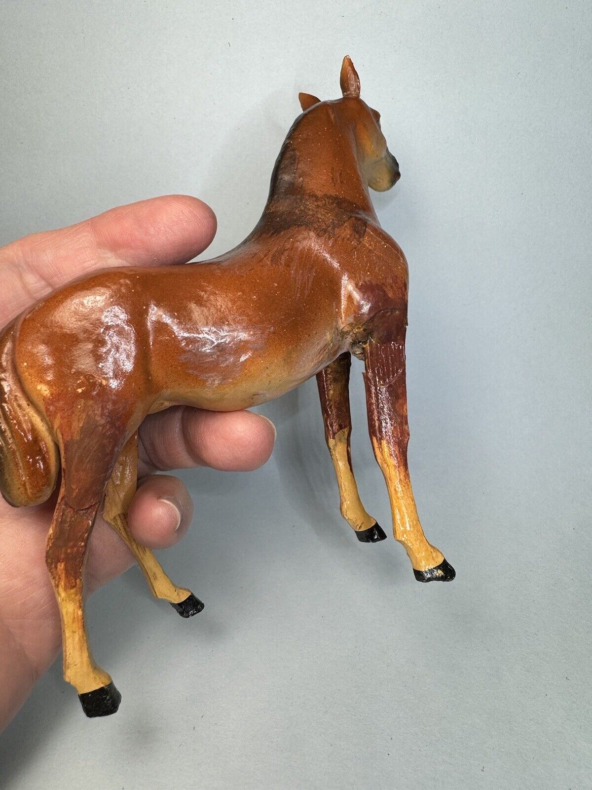 Vintage German Composition Putz Stick Leg Horse Large