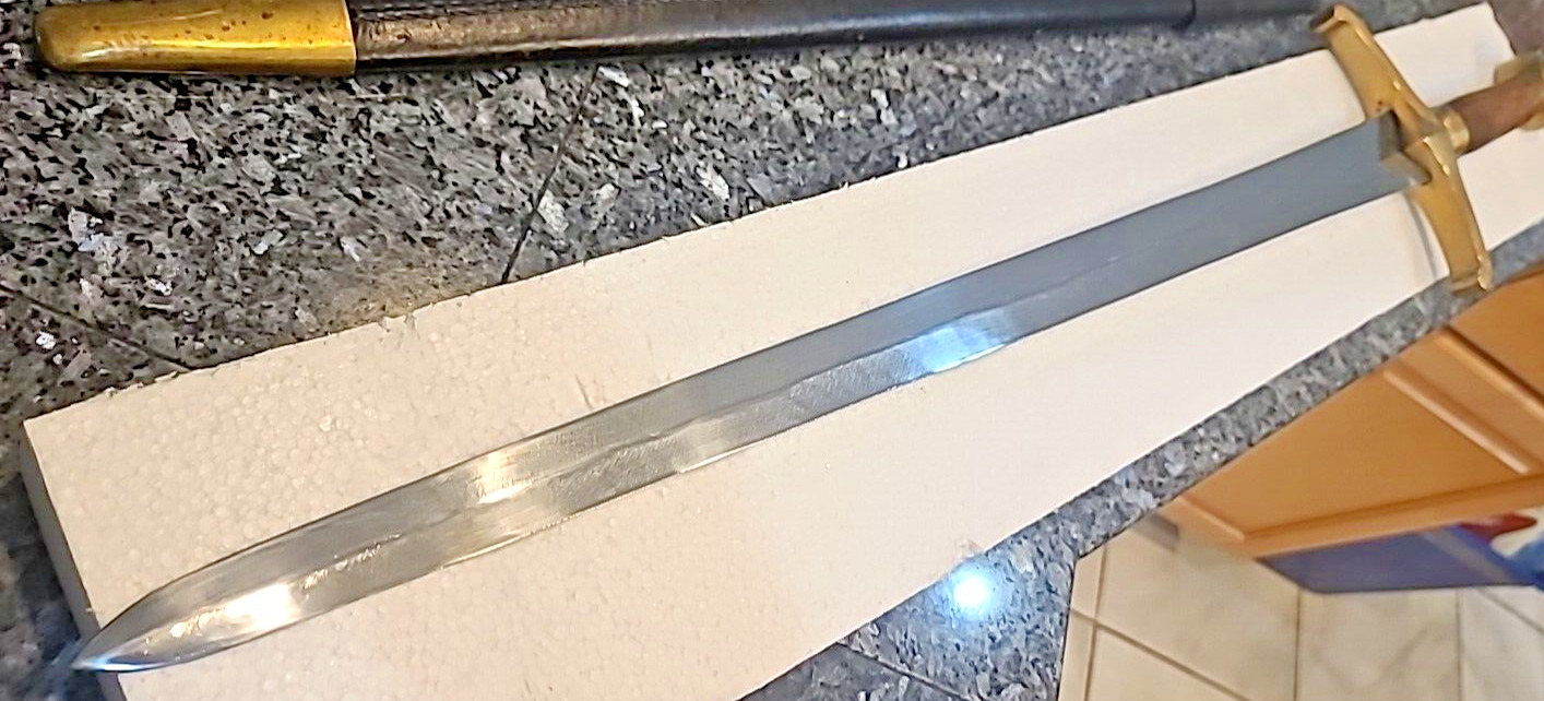 Rare Vintage 1800s Custom Sword with 27.5" Blade and Scabbard