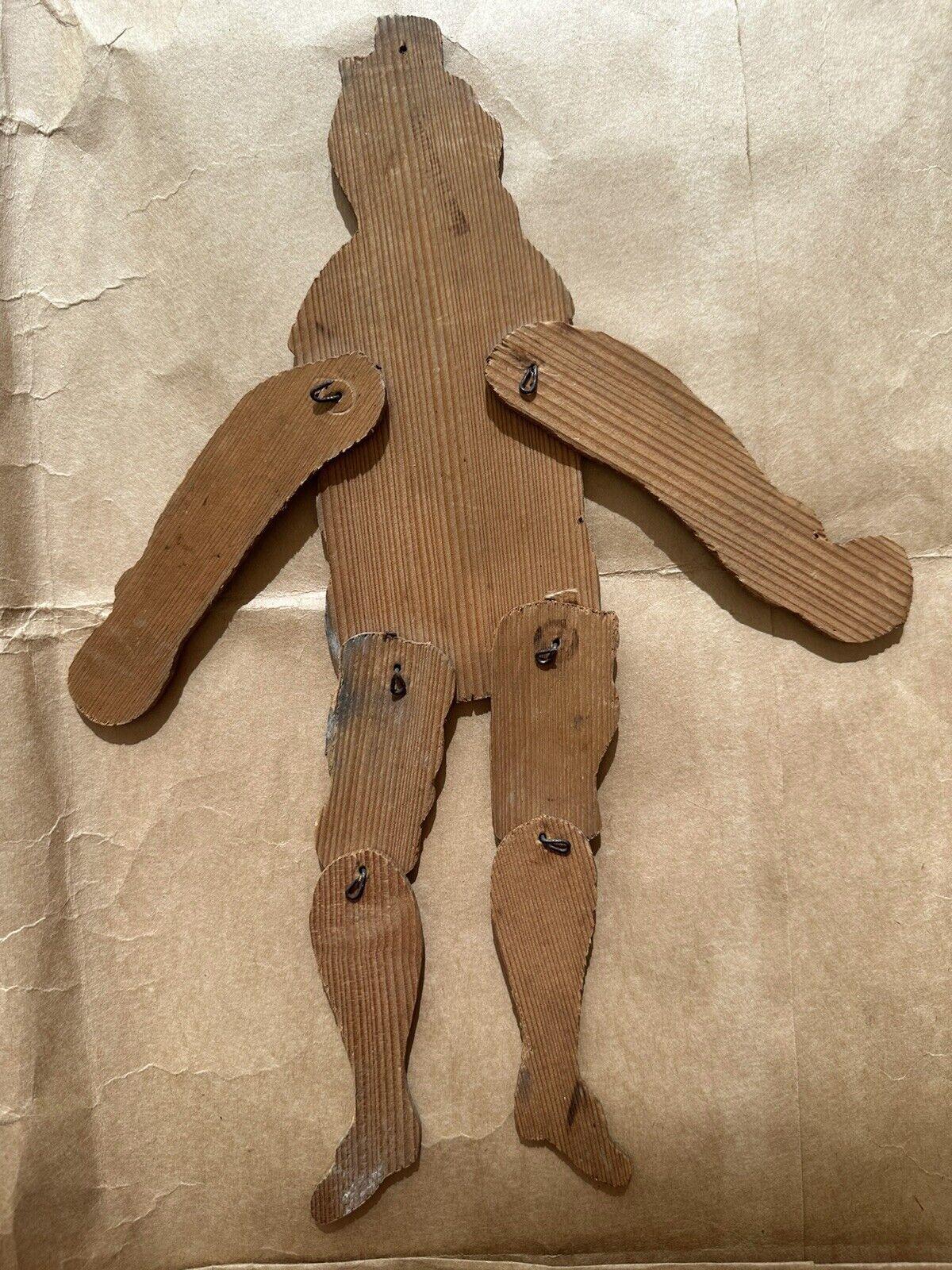 Antique Germany paper litho Jumping Jacks wood  clown toy doll wall hanging