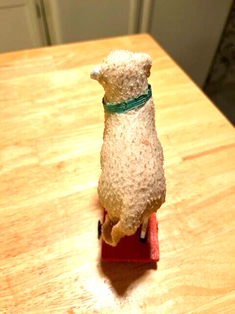 EARLY 1900S LARGE SIZE PUTZ SHEEP ON METAL WHEELS PULL TOY MADE IN GERMANY