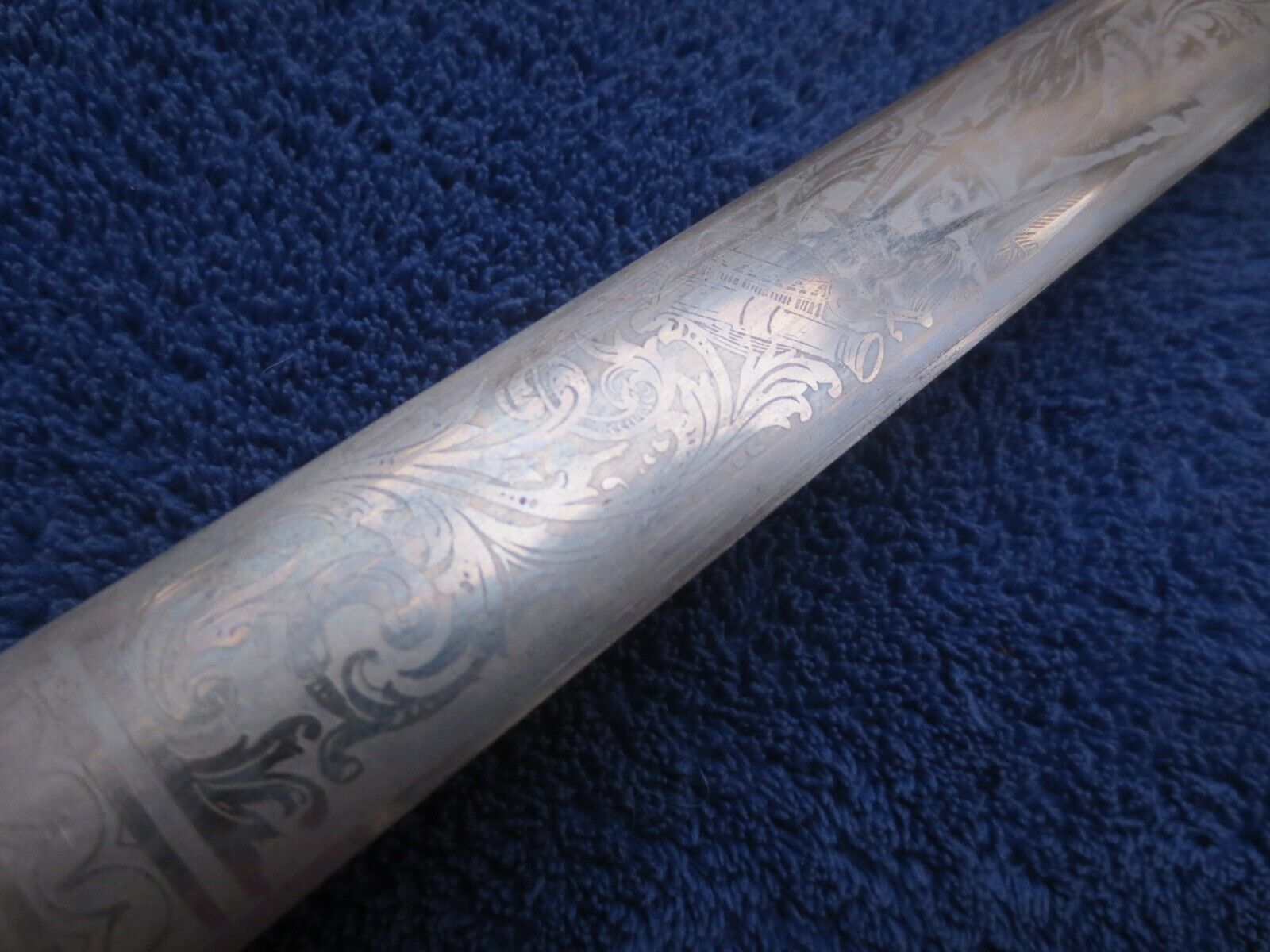 ORIGINAL 19TH CENTURY ANTIQUE US MILITIA NCO ETCHED BLADE  SWORD AND SCABBARD
