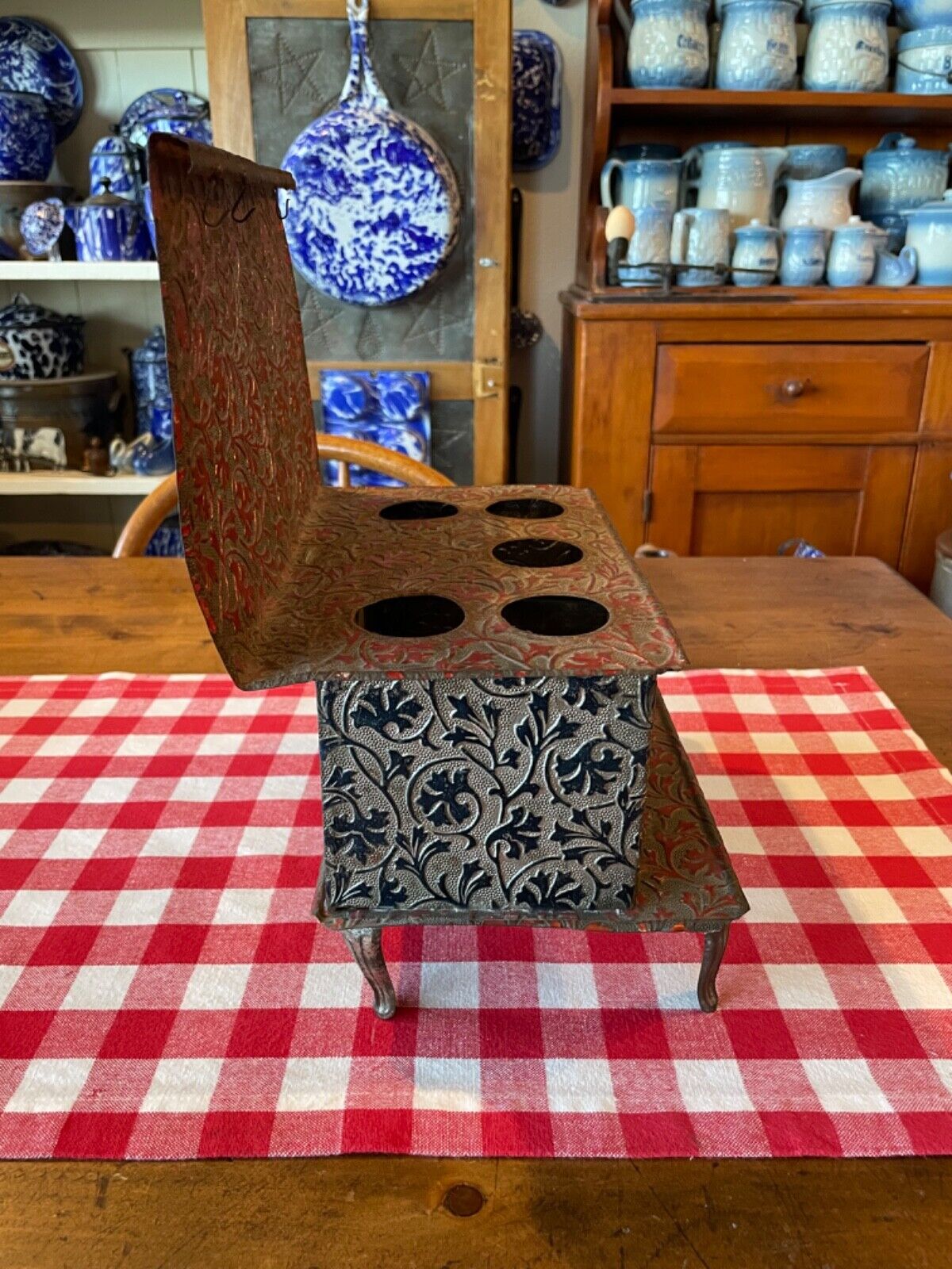 Antique Victorian Embossed Tin Toy Child's Cook Stove