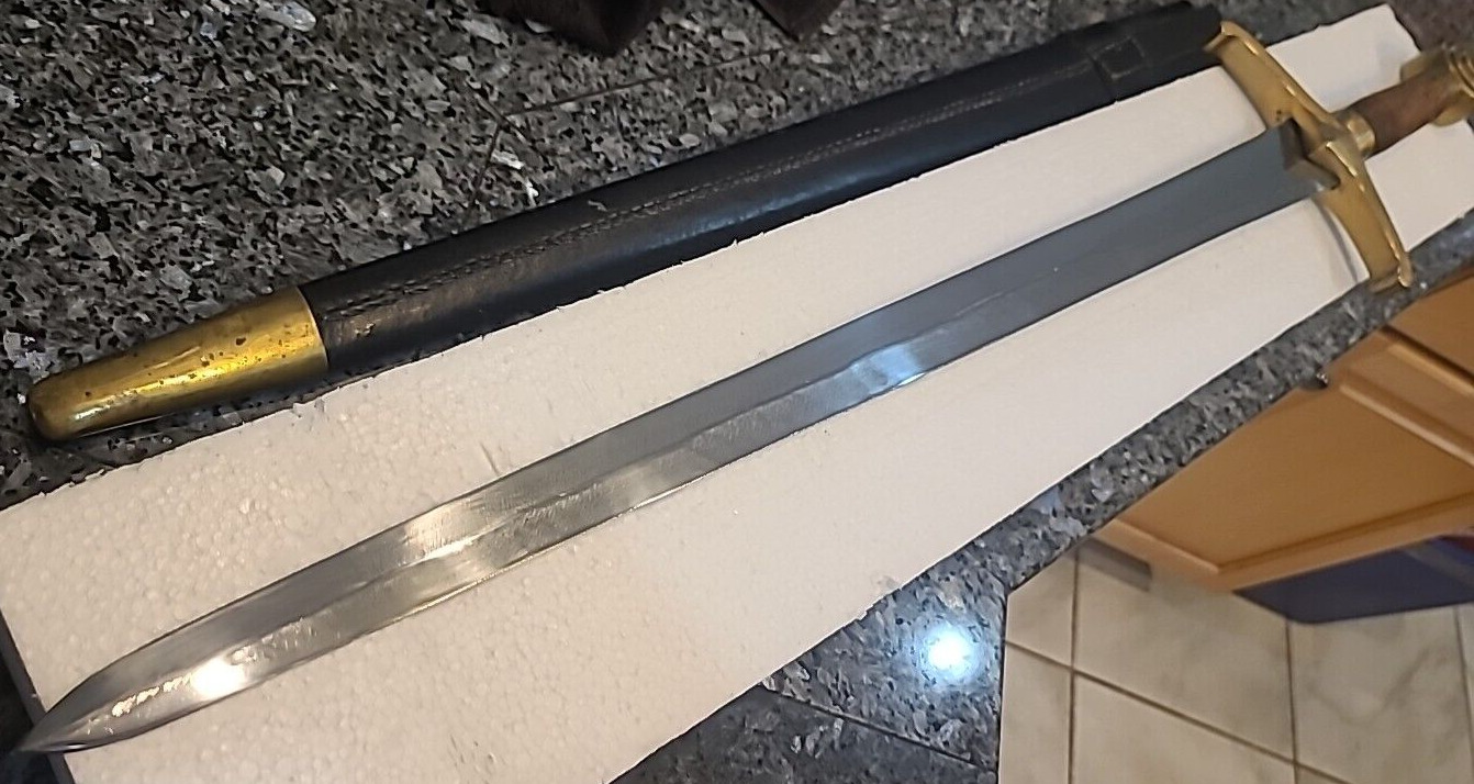 Rare Vintage 1800s Custom Sword with 27.5" Blade and Scabbard