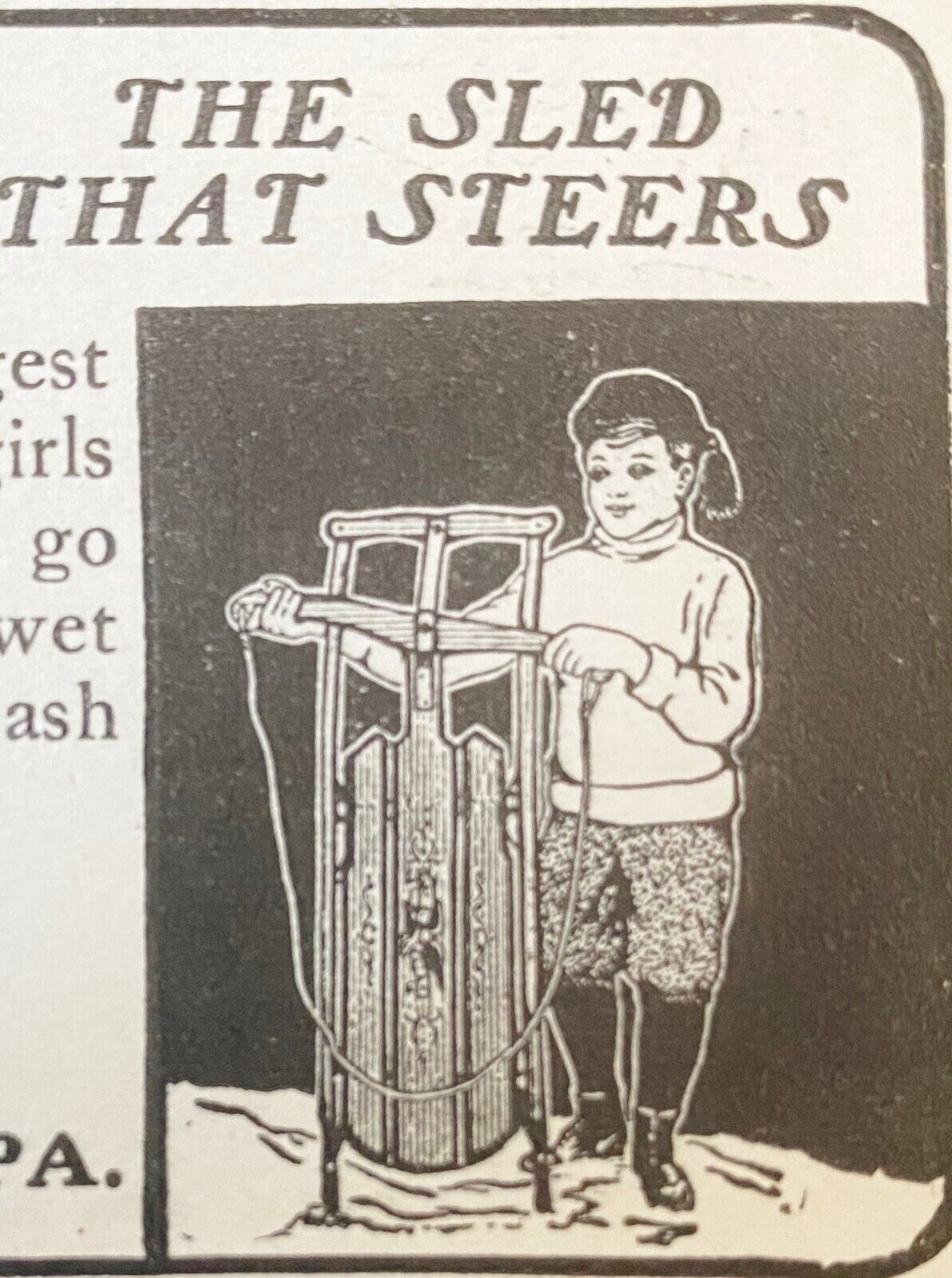 c1900s S.L.Allen FLEXIBLE FLYER Vtg Print Ads~Winter Snow Sled Kid Toy Xmas Gift