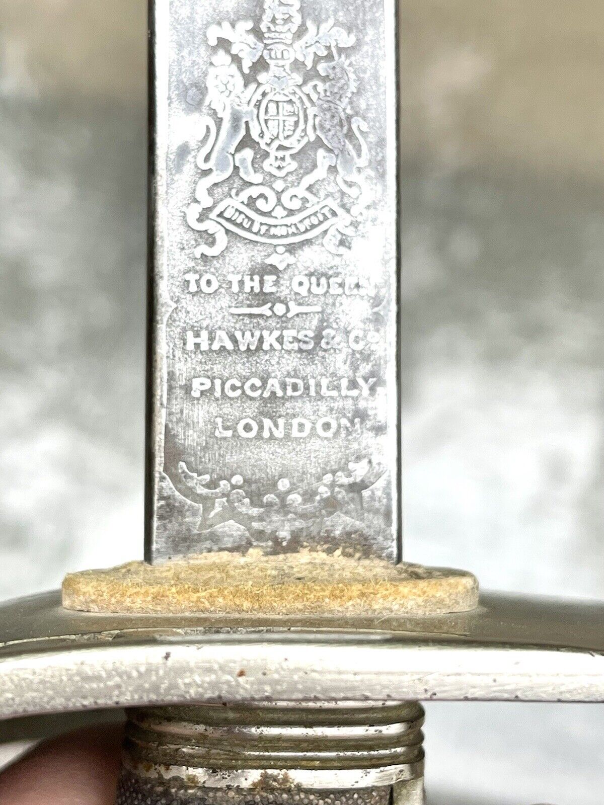 Antique Vintage Civil War Hawkes & Co London Etched Blade Sword Saber Dagger Old