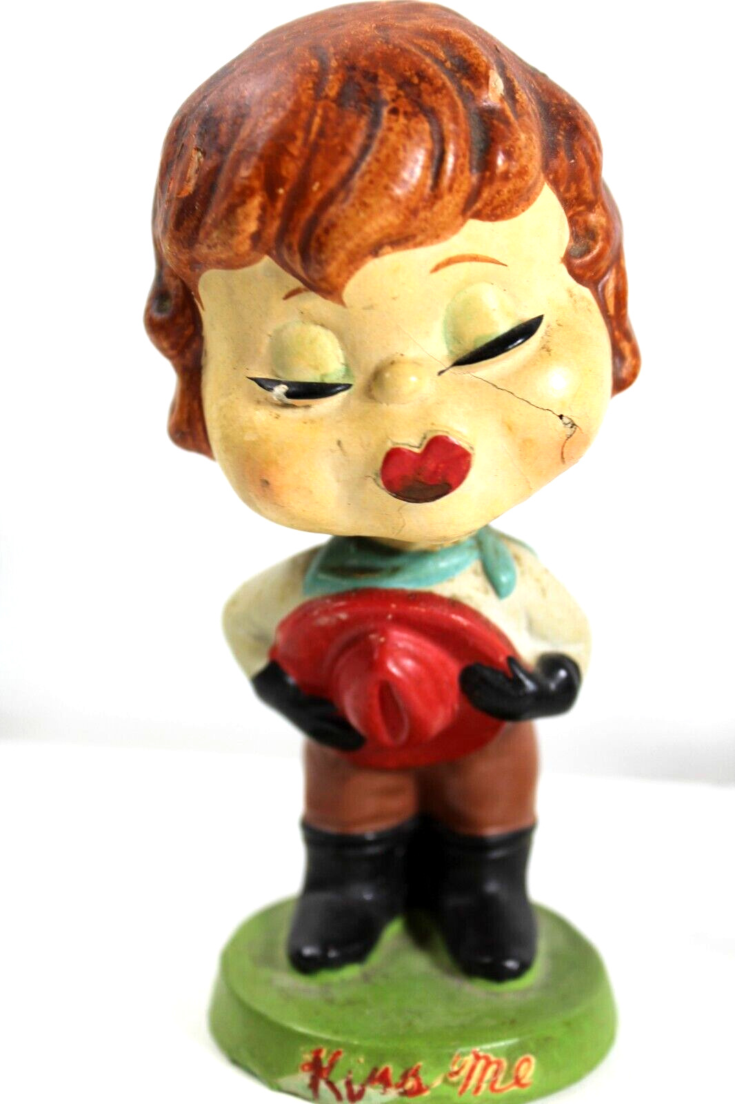 Lot of 2 Vintage Antique Toys Kiss Me Lucy and Wooden Boxer fighter 1900s toy