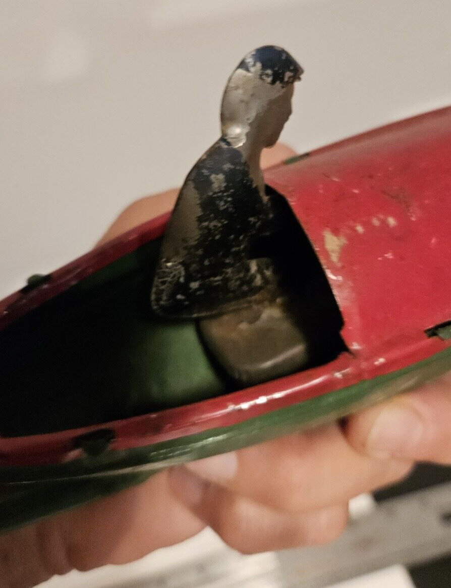 Vintage Antique Tin Toy Boat 8" with Captain early 1900s steam? 