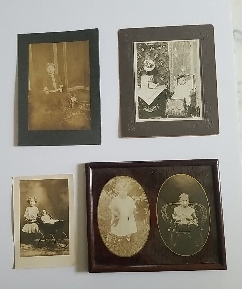 Antique Vintage BW Photo Lot Children Toys Historical Memorabilla 1800s - 1900s