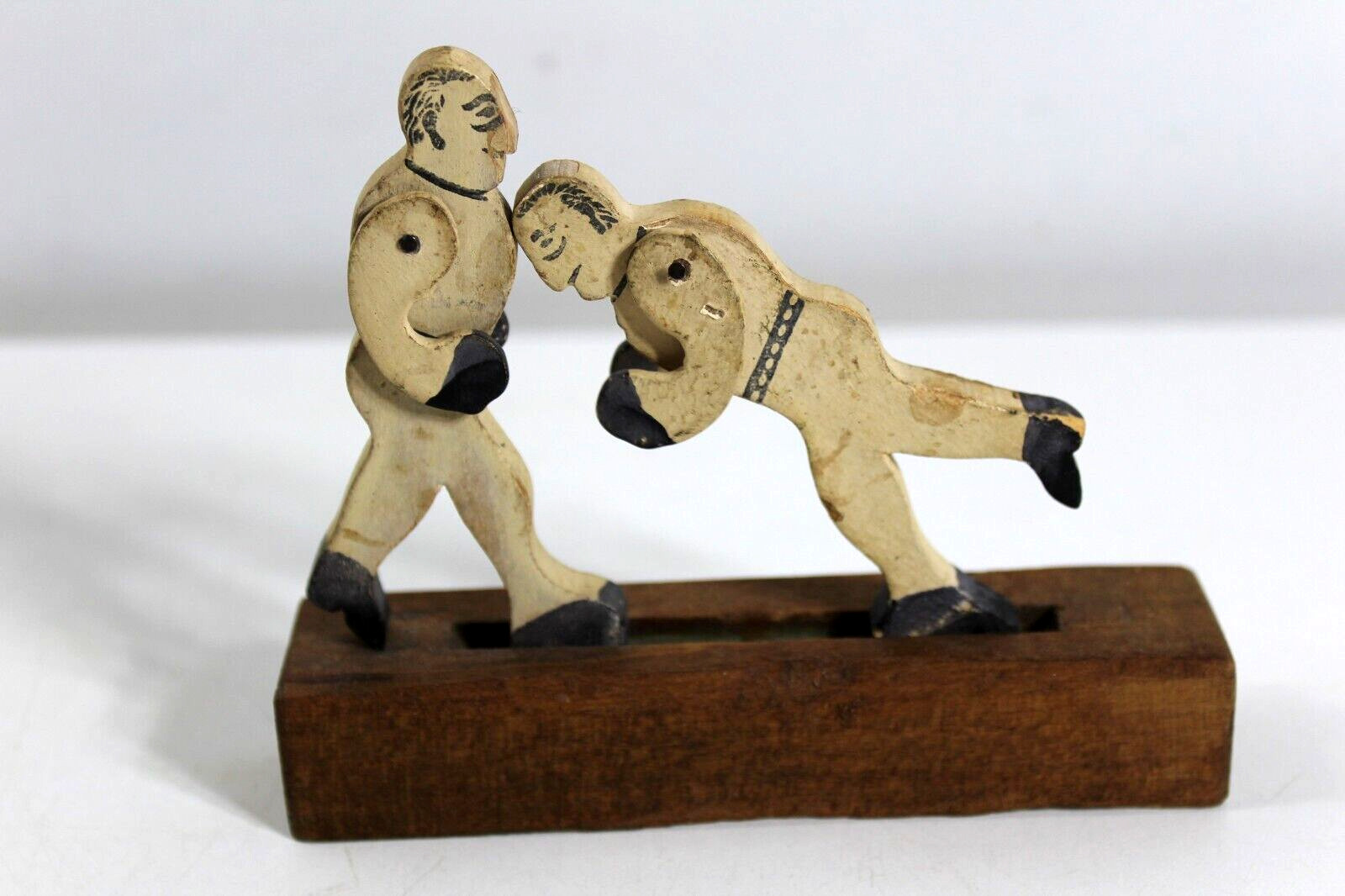 Lot of 2 Vintage Antique Toys Kiss Me Lucy and Wooden Boxer fighter 1900s toy