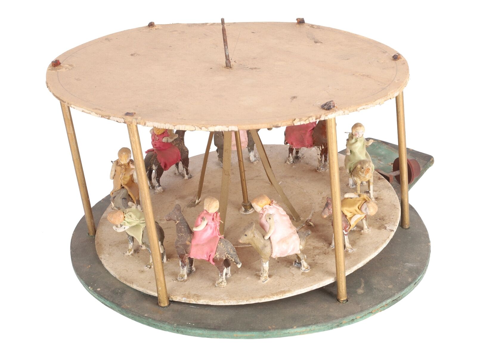 Very Early 1900s Vintage Pressed Wood 13" Carousel Toy