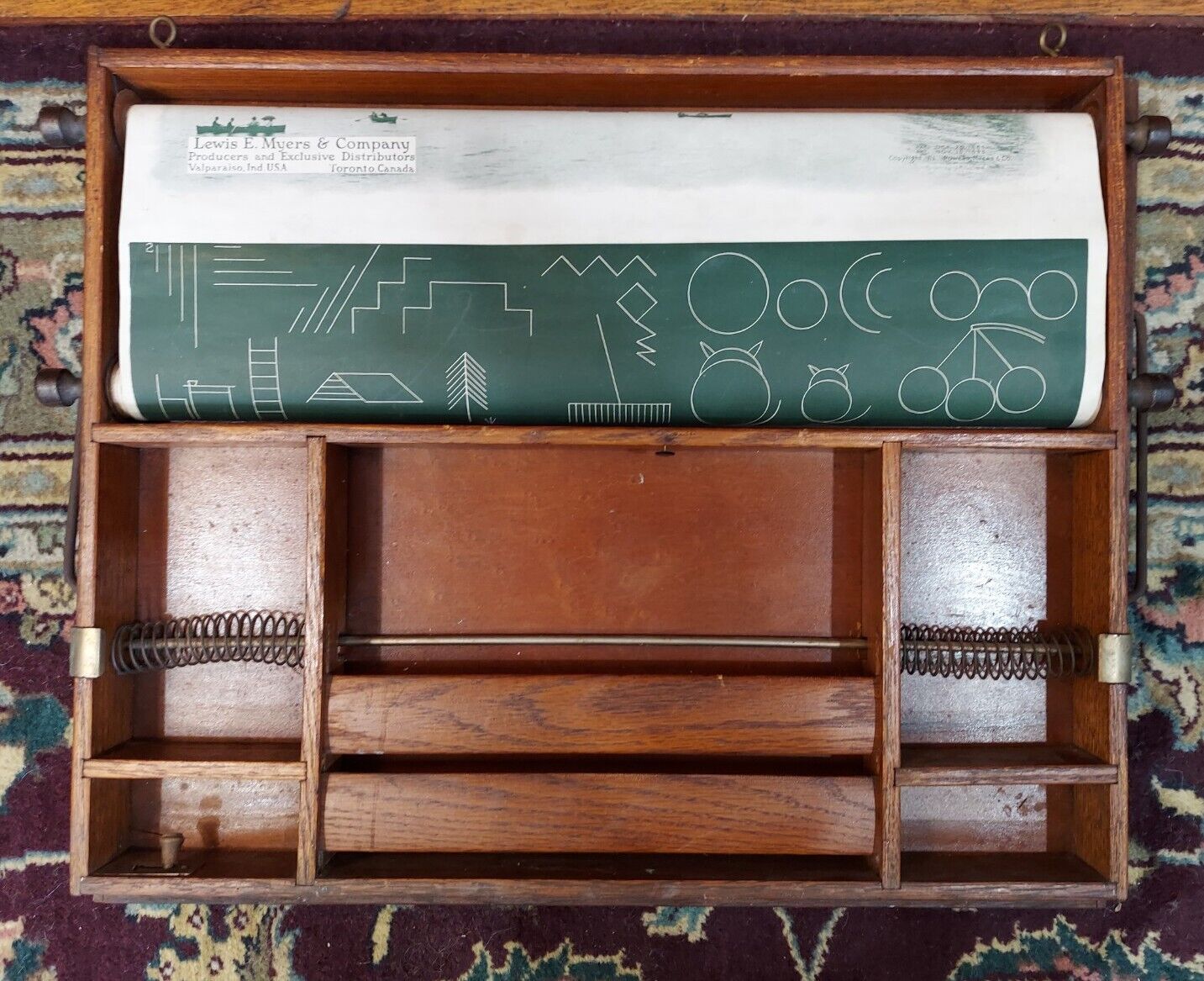 Antique Teachers Travel Desk Chalkboard Scroll Meyers And Co. 1900's