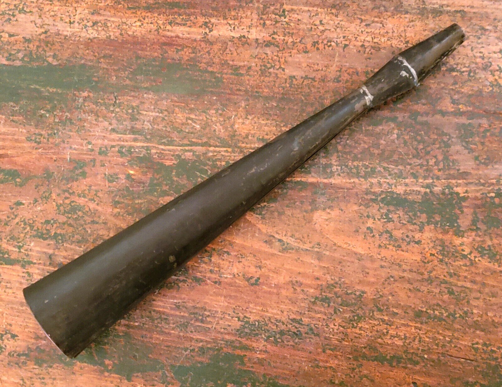 ANTIQUE 19th C 1900s SOLDERED Tin PARADE HORN Child's Toy DARK PATINA
