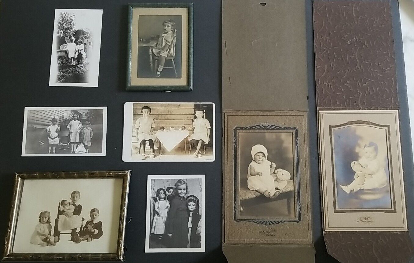 Antique Vintage BW Photo Lot Children Toys Historical Memorabilla 1800s - 1900s