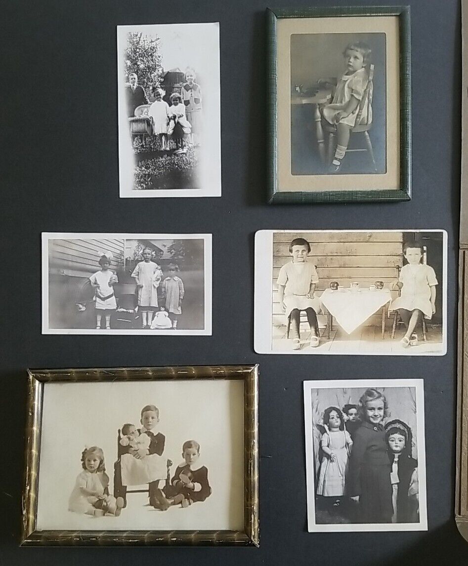 Antique Vintage BW Photo Lot Children Toys Historical Memorabilla 1800s - 1900s