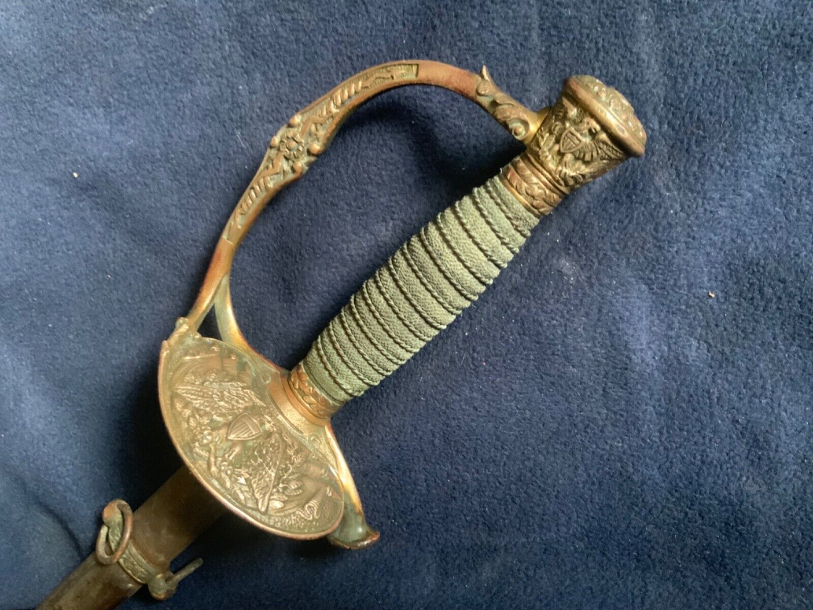 Antique 19C US Model 1860 Presentation Engraved 1877 Dated Sword w/ Scabbard