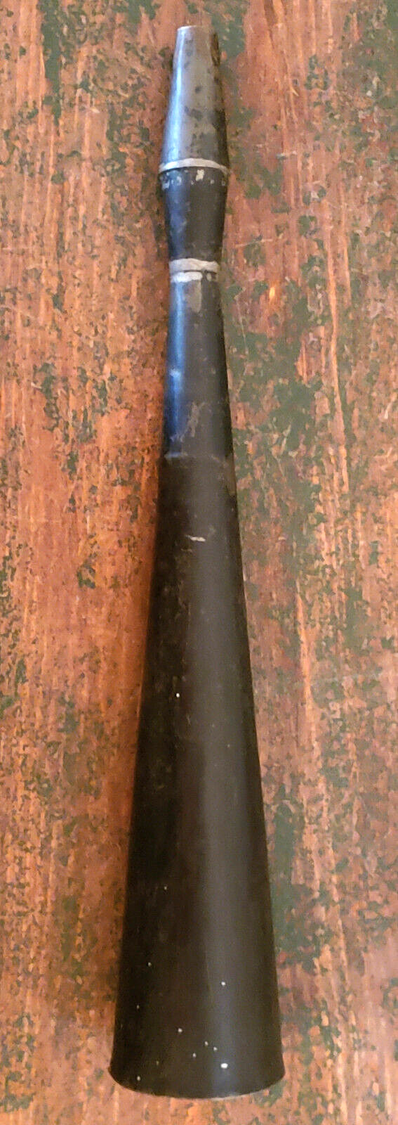 ANTIQUE 19th C 1900s SOLDERED Tin PARADE HORN Child's Toy DARK PATINA