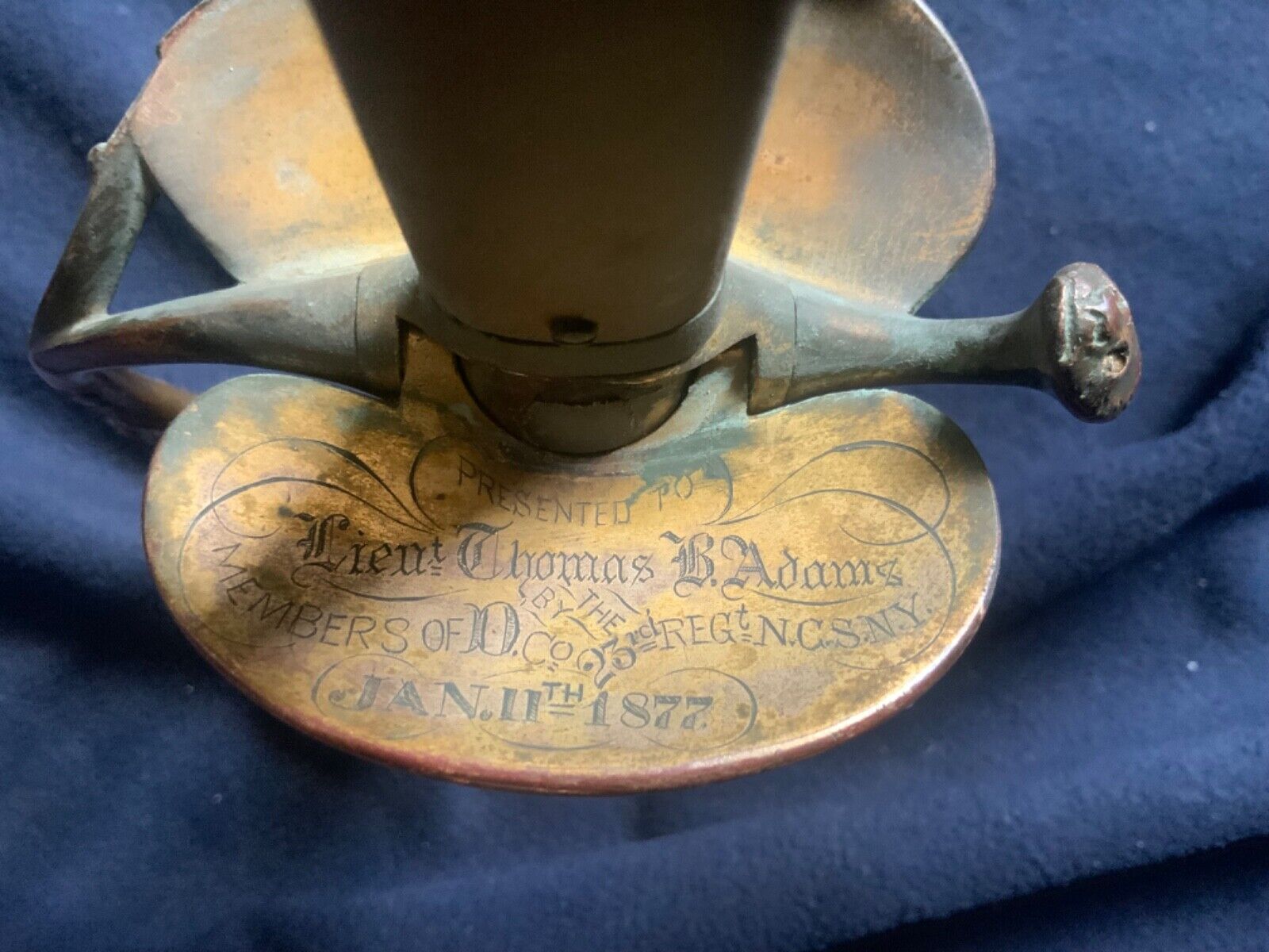 Antique 19C US Model 1860 Presentation Engraved 1877 Dated Sword w/ Scabbard