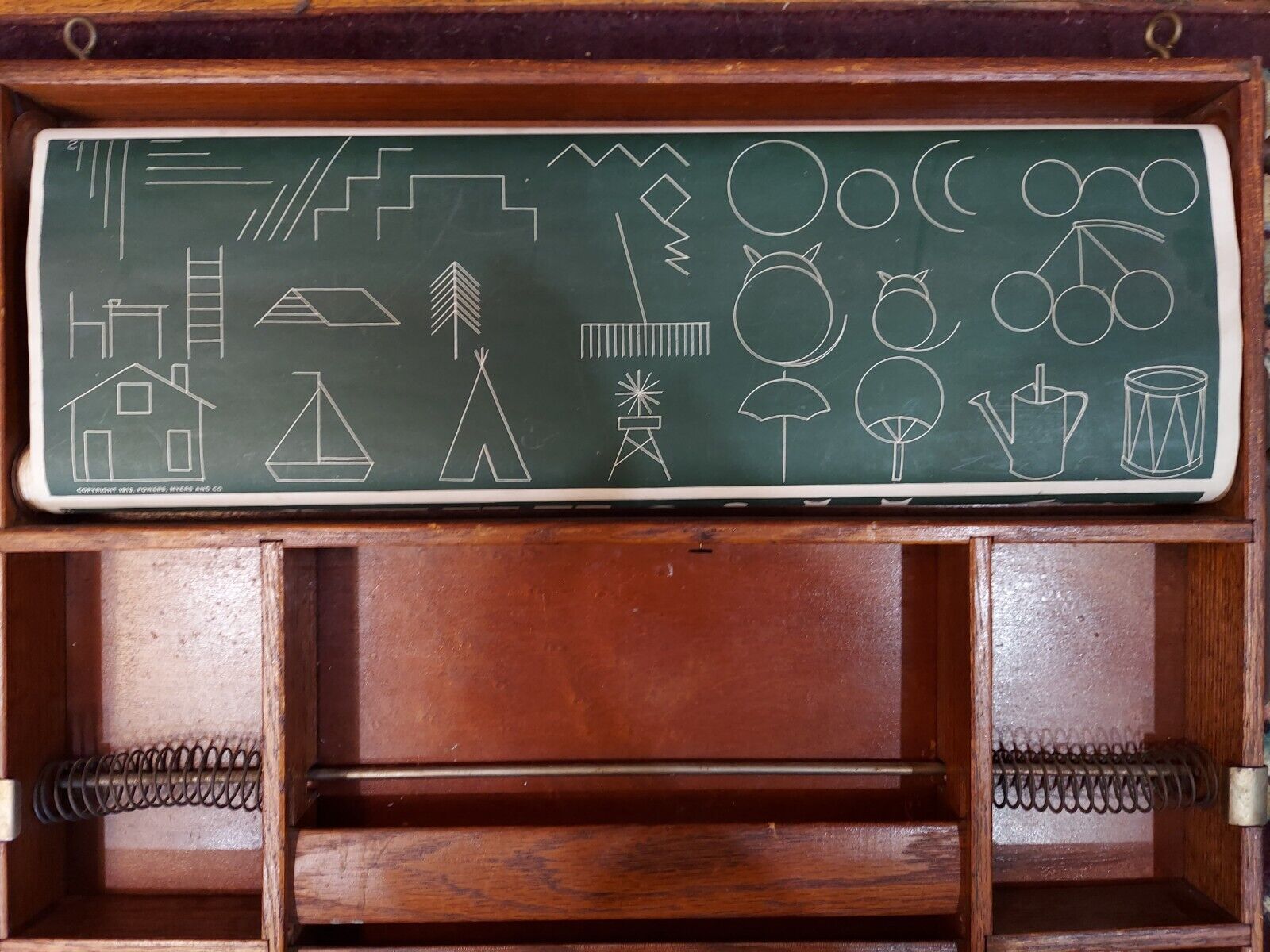 Antique Teachers Travel Desk Chalkboard Scroll Meyers And Co. 1900's