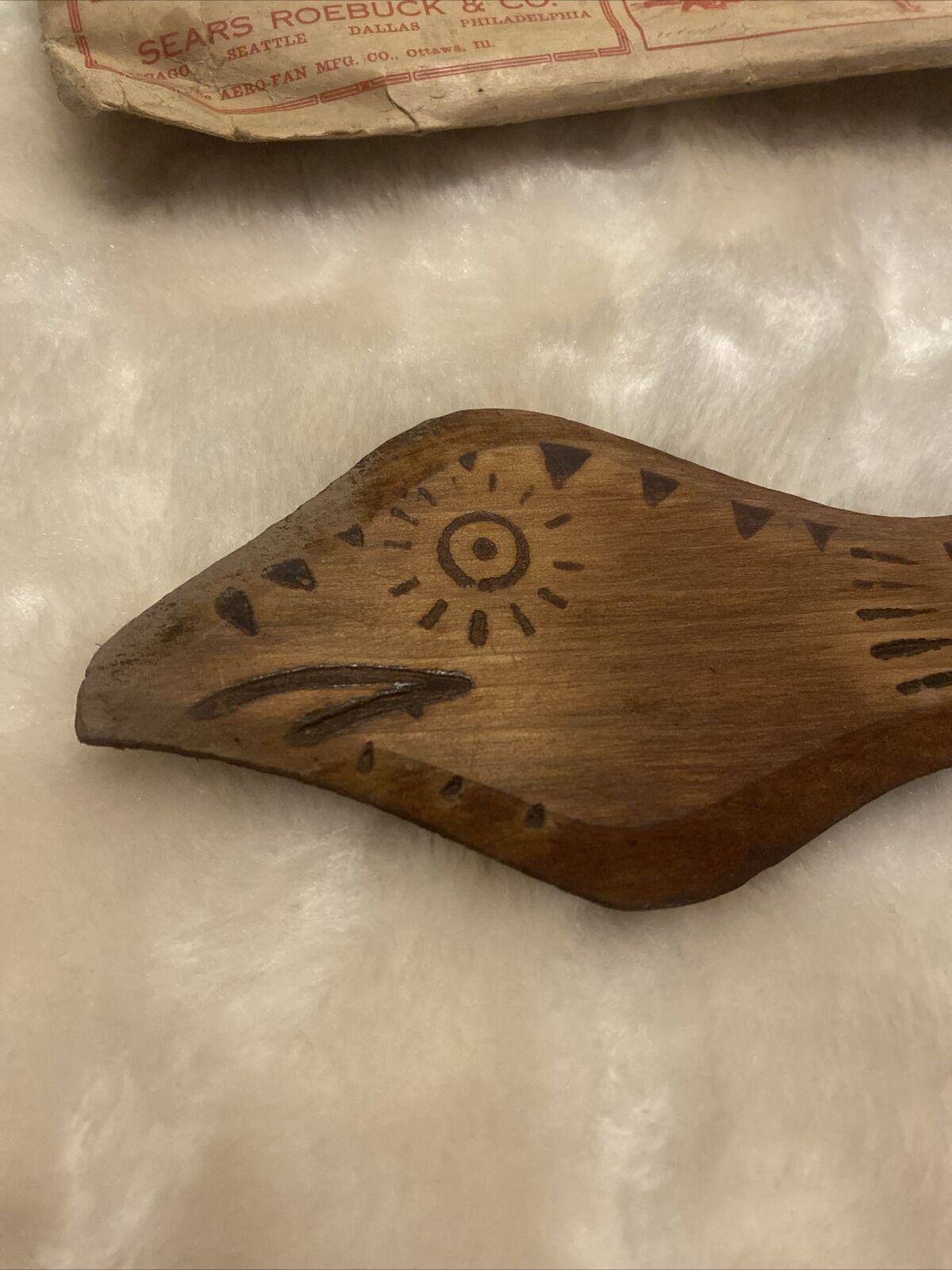 1900's Vintage Sears Roebuck & Co. Wooden Boomabird Toy W/ Original Packaging